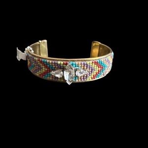 Multicolored Bead & Crystal Goldtone Cuff Bracelet by Stephan & Co.